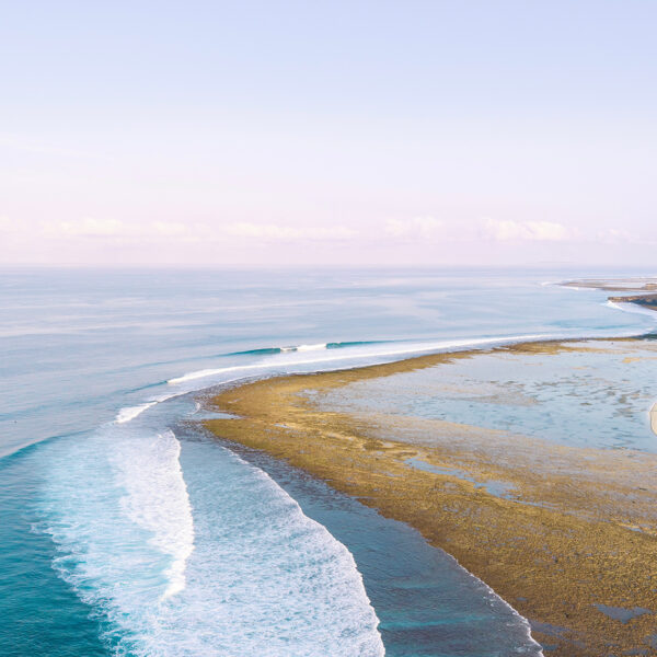 Aerial view of Boa Reef and surrounding coastline in Rote, Indonesia
